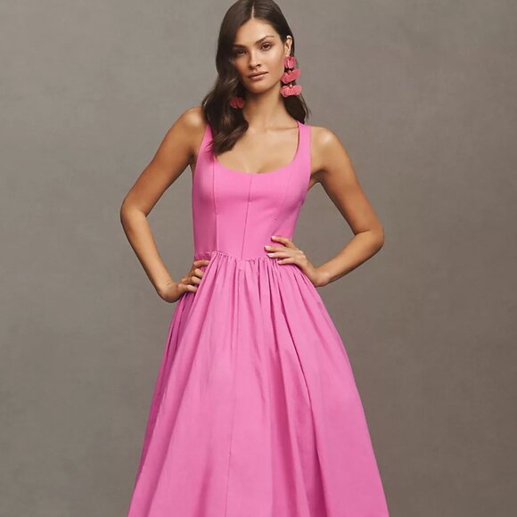 BHLDN Jemma Scoop-Neck Corset Maxi Dress Pink Fit & Flare –‎ Women’s S - Picture 1 of 4